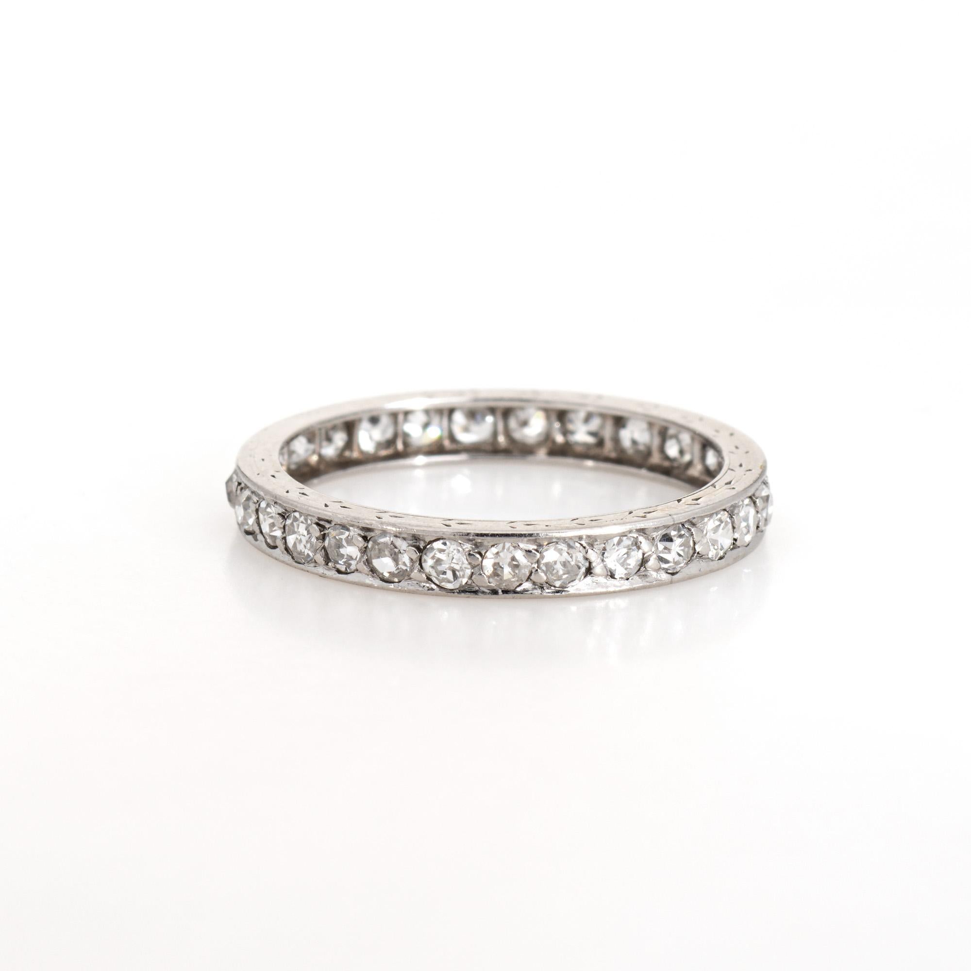 Art Deco Vintage Deco Diamond Band Sz 5.75 Platinum Wedding Ring Eternity Fine Jewelry For Sale