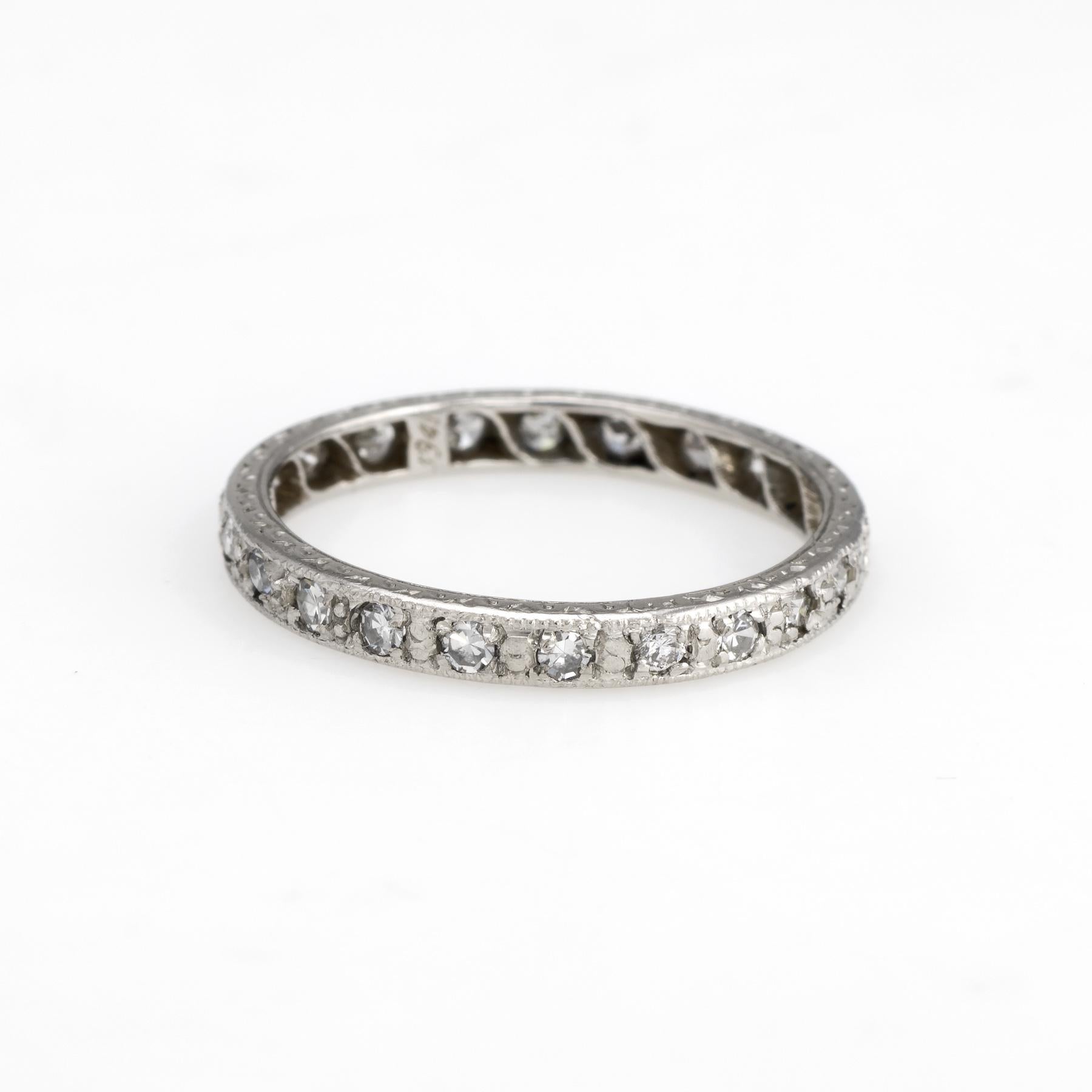 Art Deco Vintage Deco Diamond Band Platinum Wedding Ring Etched Vintage Jewelry