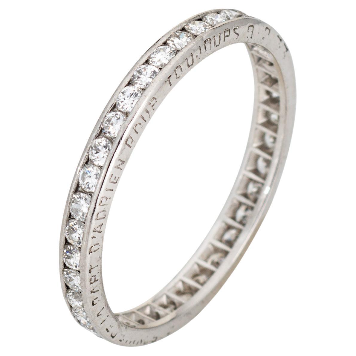 Vintage Deco Anillo de diamantes Sz 8 Anillo de bodas de platino Eternidad Joyería fina 1933 en venta