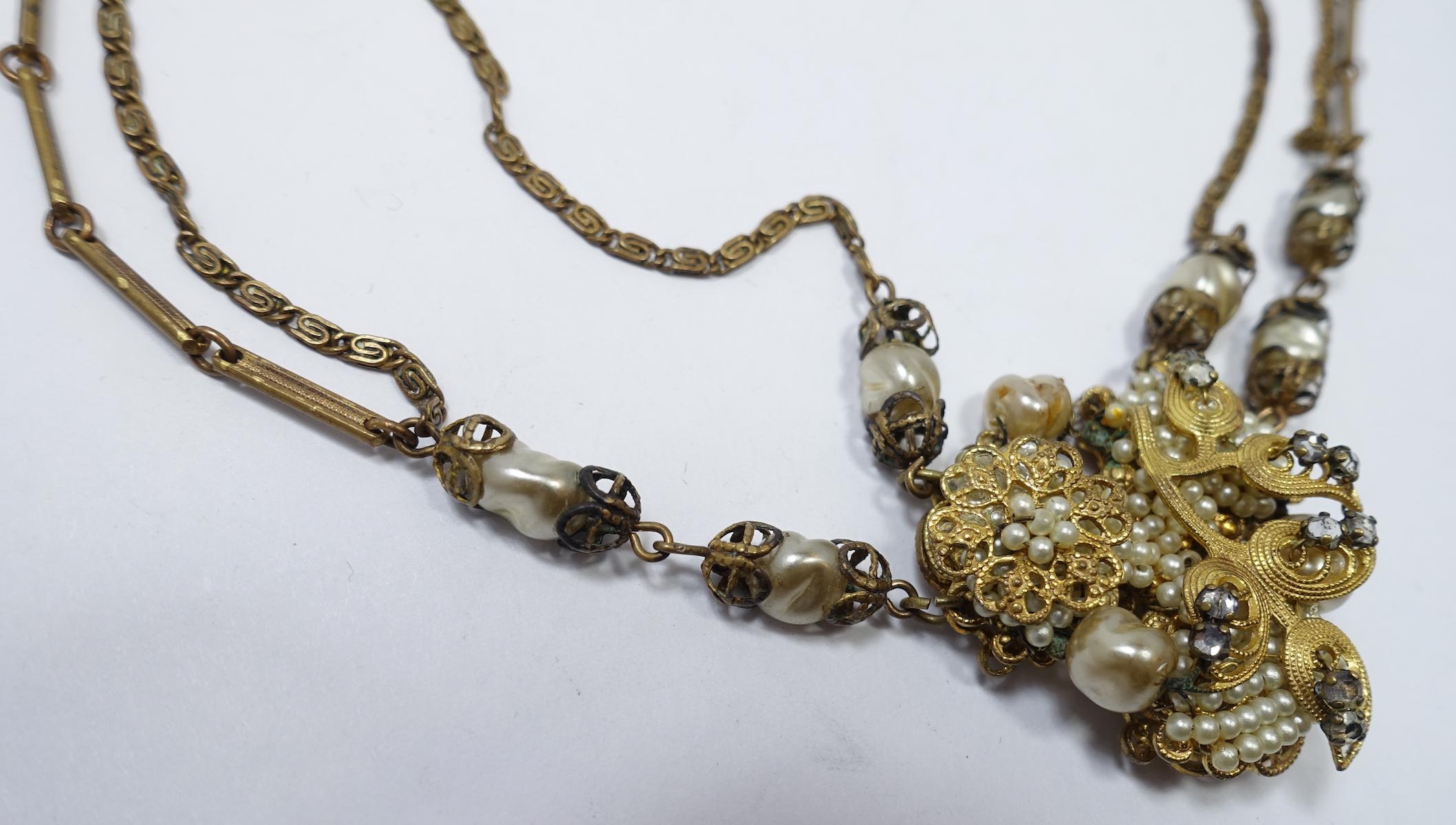 Vintage Deco Early Miriam Haskell Faux Pearl Multi-Strand Necklace  For Sale 3