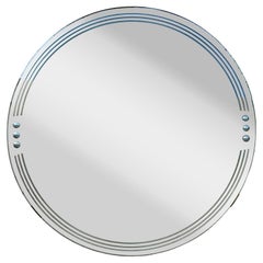 Vintage Deco Etched Round Mirror