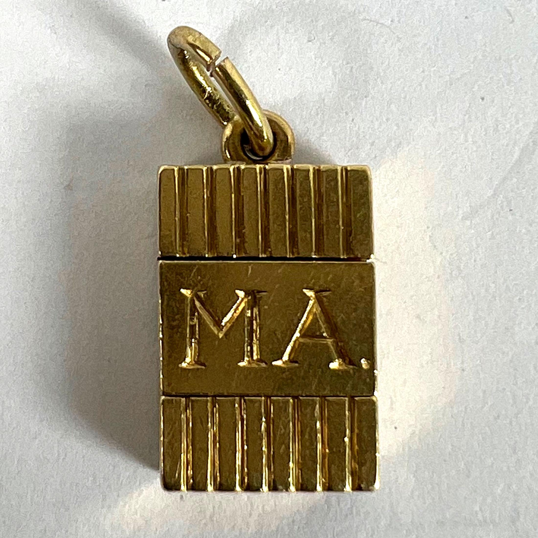 Pendentif en or jaune 18K avec breloque Vintage By Foldes Sceau Initiales AM en vente 11