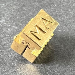 Vintage Deco Folding Fob Seal Initials AM 18K Yellow Gold Charm Pendant