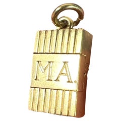 Vintage Deco Folding Fob Seal Initials AM 18K Yellow Gold Charm Pendant