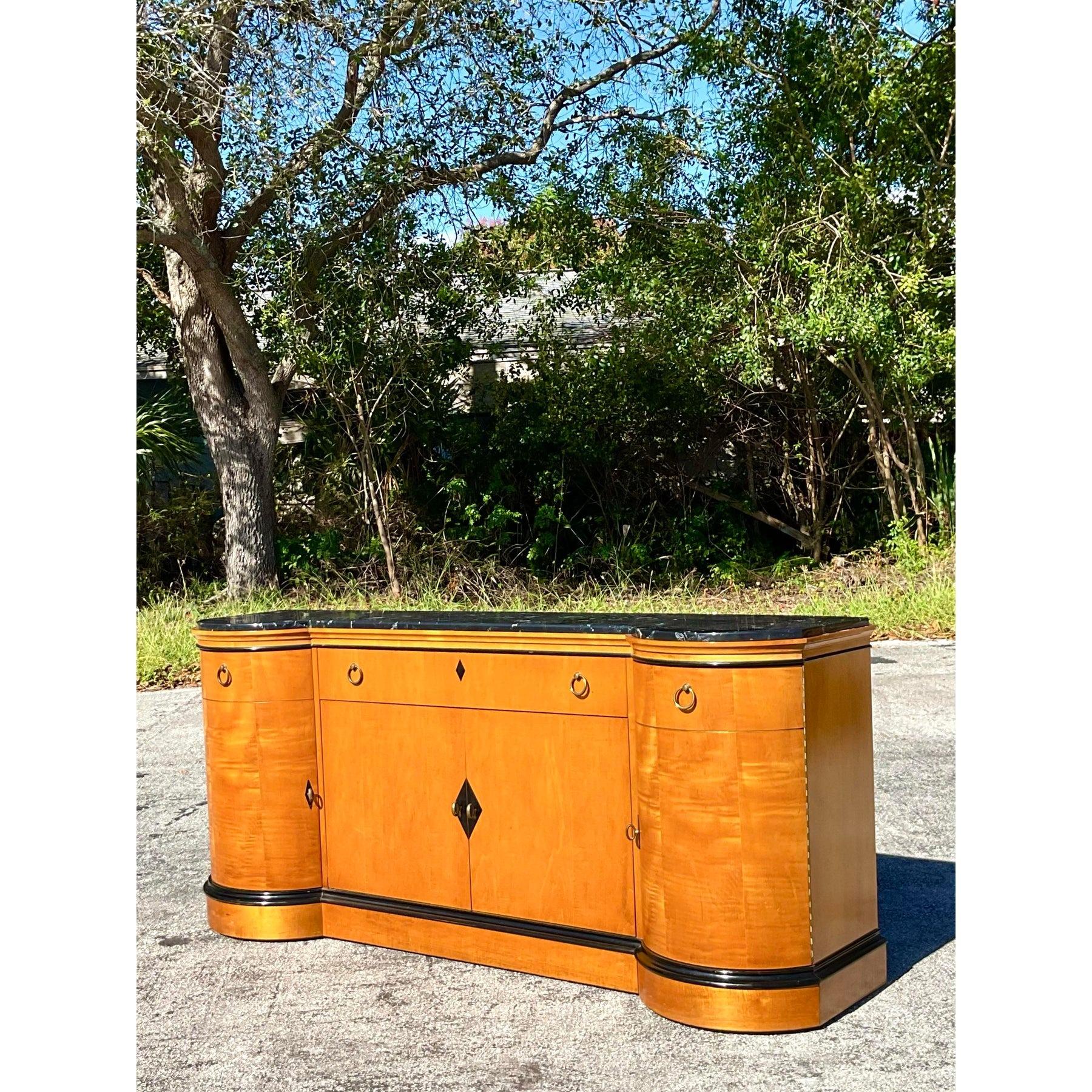 Américain Crédence Vintage Deco à plateau en marbre en vente