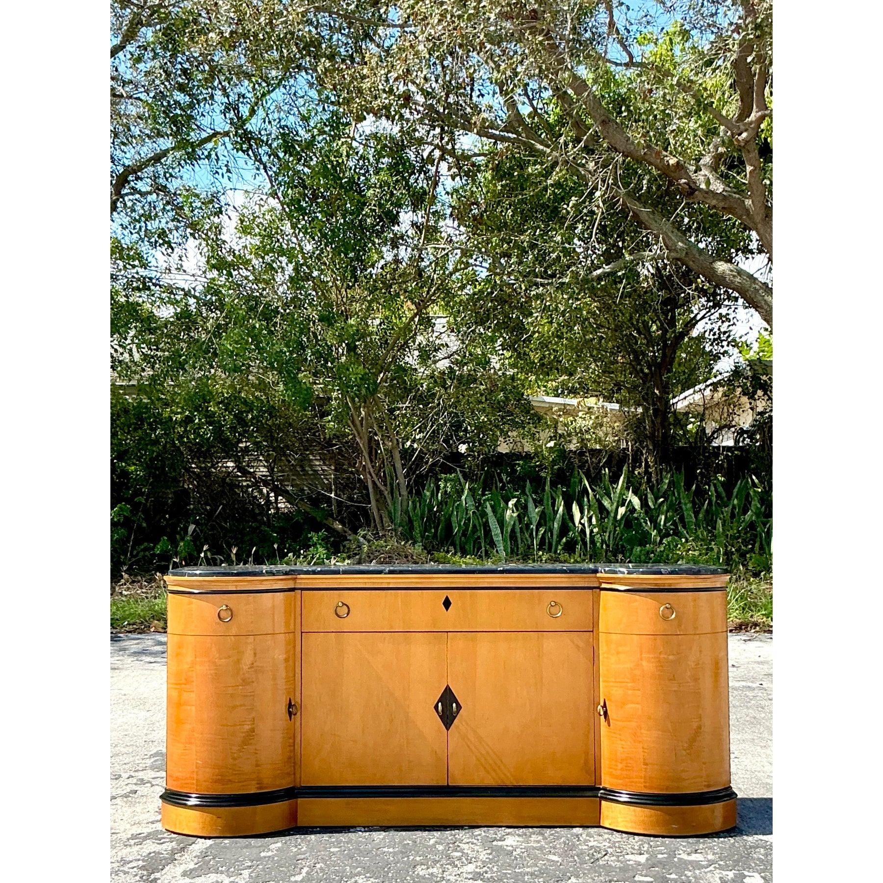 20ième siècle Crédence Vintage Deco à plateau en marbre en vente