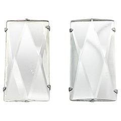 Vintage Deco Mirror Glass Dress Clip Pair 1930s