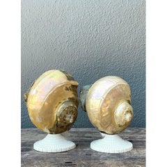Vintage Deco Nautilus Shell Lamps - A Pair