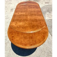 Vintage Deco Oval Burl Wood Dining Table