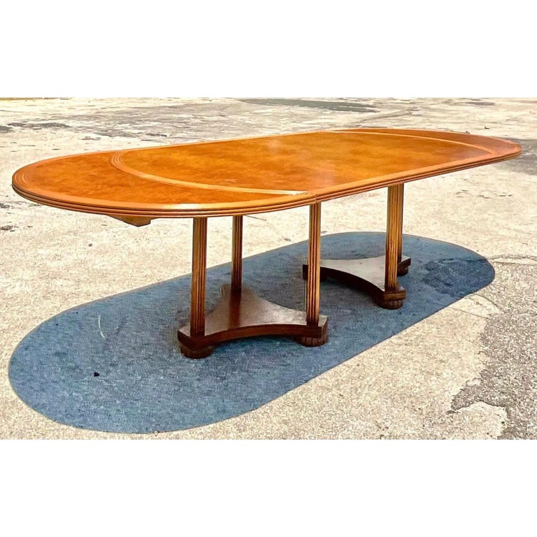 Vintage Deco Oval Burl Wood Dining Table at 1stDibs