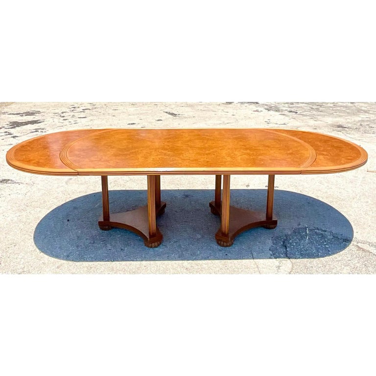 Vintage Deco Oval Burl Wood Dining Table at 1stDibs