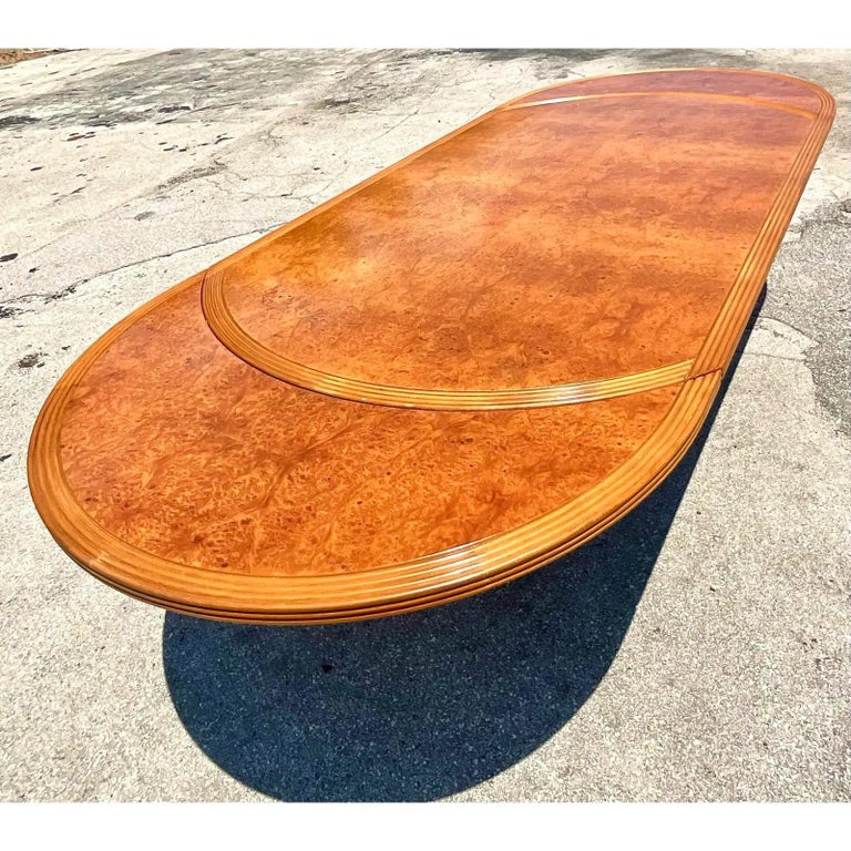 Vintage Deco Oval Burl Wood Dining Table at 1stDibs