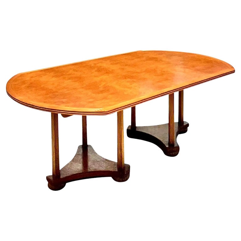 Vintage Deco Oval Burl Wood Dining Table at 1stDibs