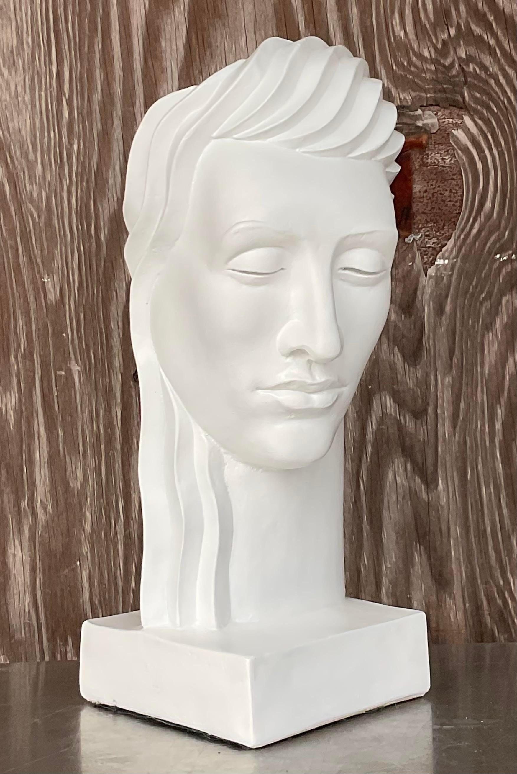 Vintage Deco Plaster Bust of Female For Sale 1