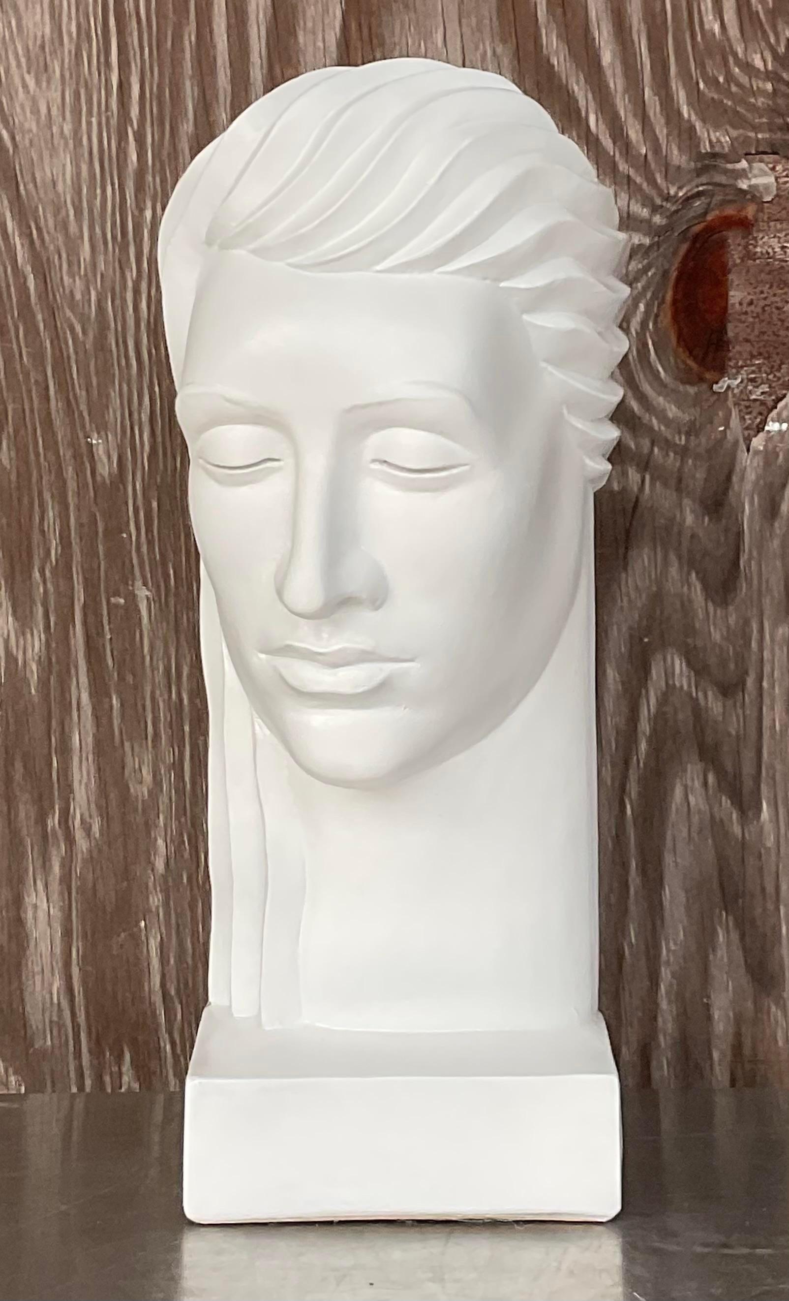 Vintage Deco Plaster Bust of Female For Sale 2