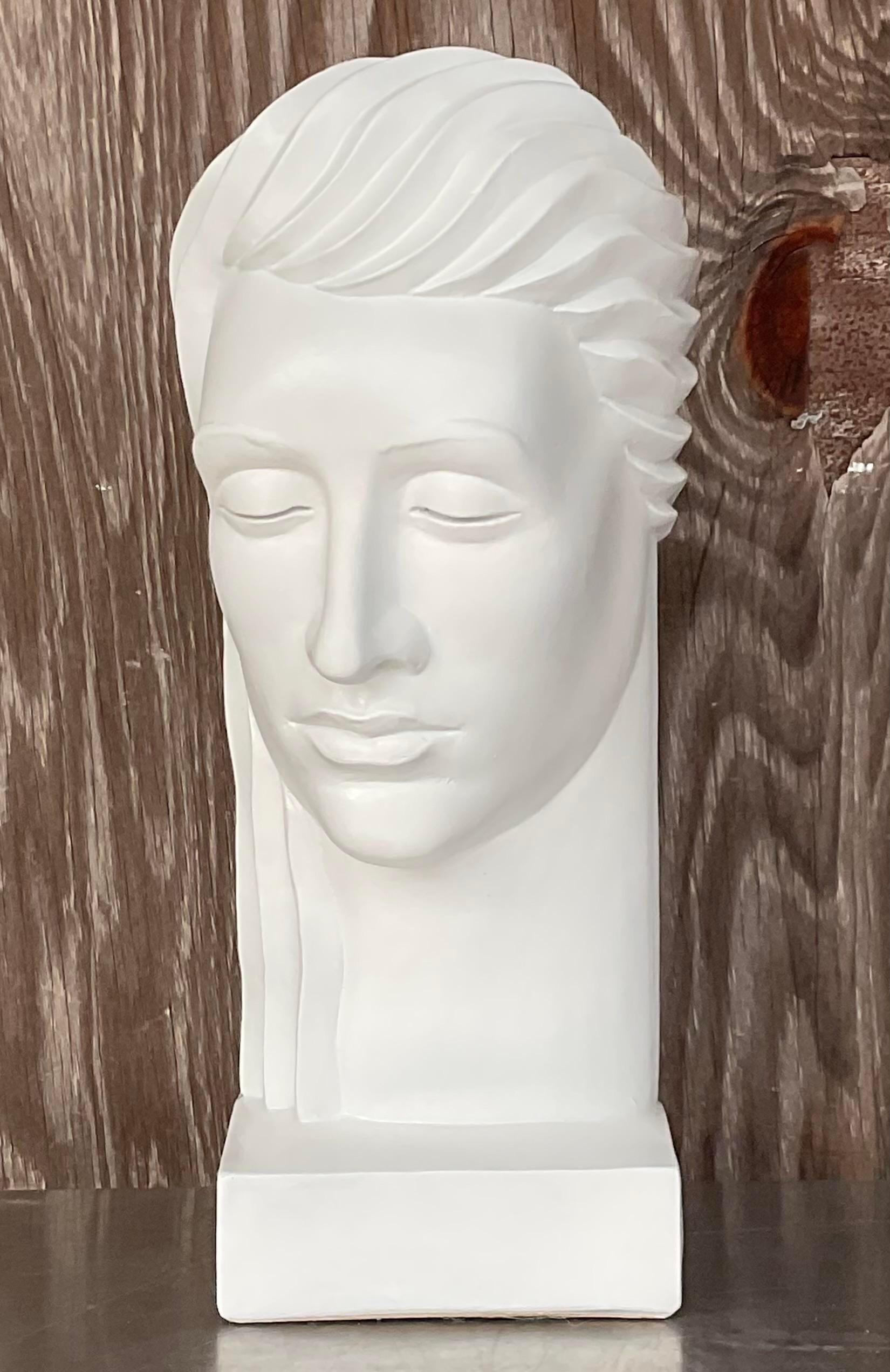 Vintage Deco Plaster Bust of Female For Sale 4