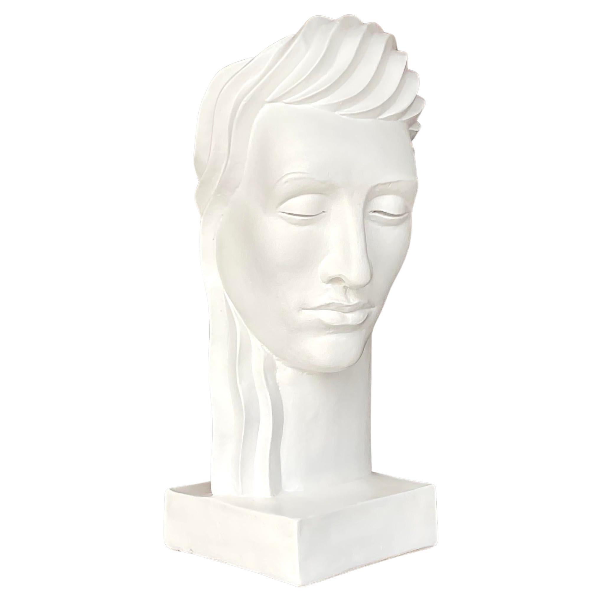 Vintage Deco Plaster Bust of Female For Sale