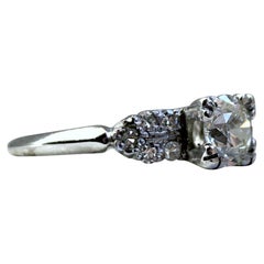Vintage Deco Platin-Diamant-Verlobungsring mit GIA-zertifiziertem 1,02 Karat