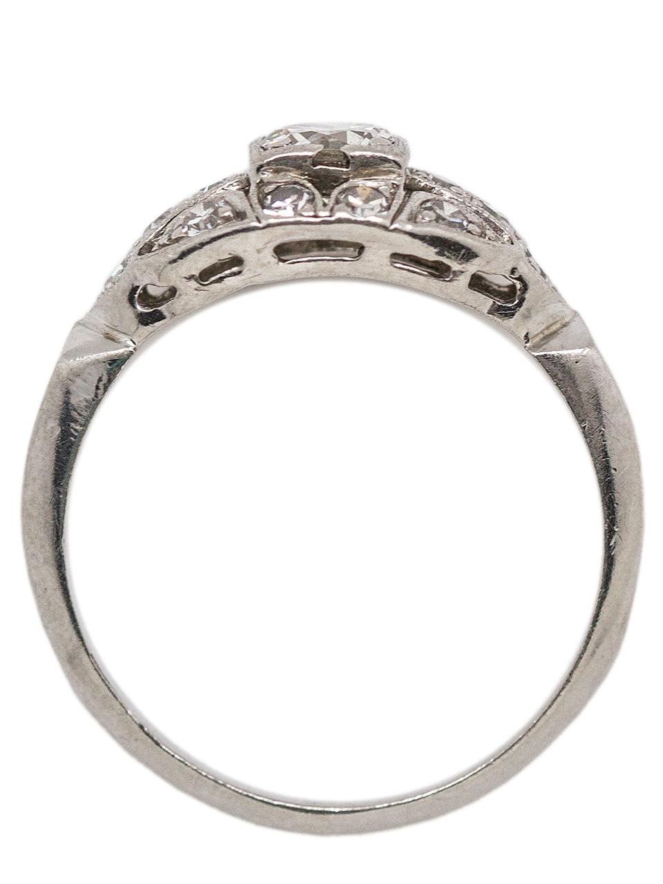 Art Deco Vintage Deco Platinum Engagement Ring 0.50 Carat I-SI2, circa 1930s For Sale