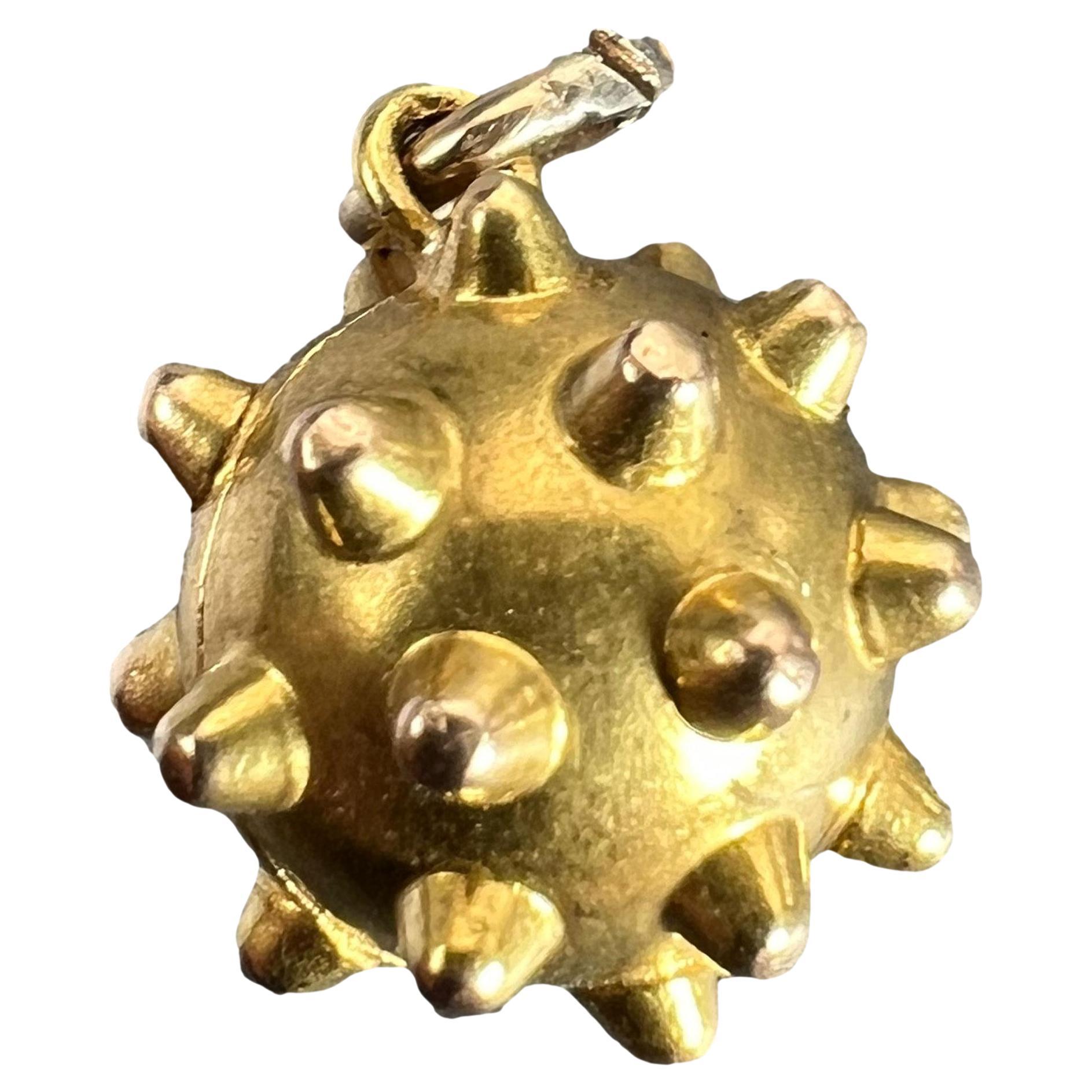 Vintage Deco Sputnik Locket 18K Yellow Gold Charm Pendant