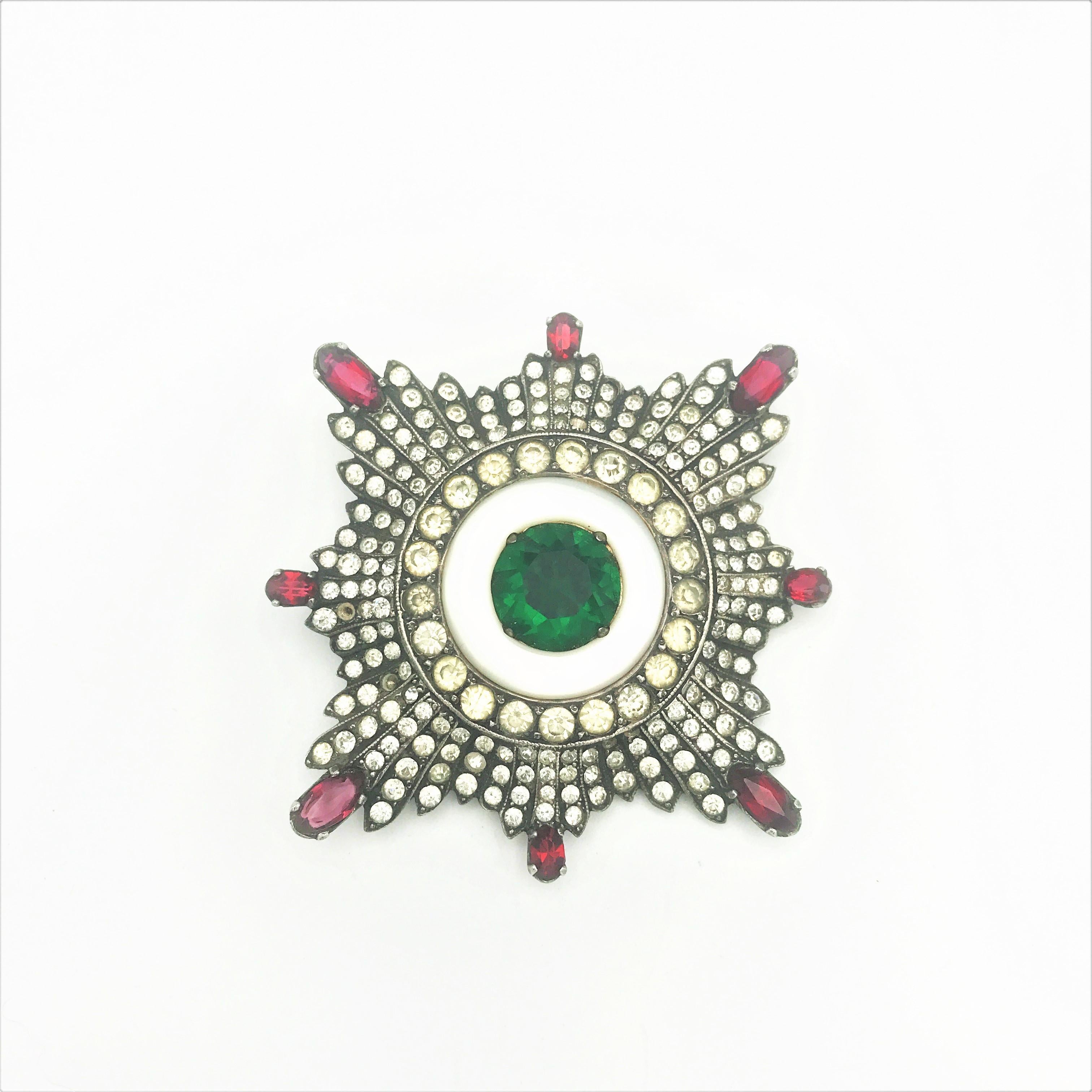 Vintage Art deco style Star brooch sterling rhinestones 1940s US 1