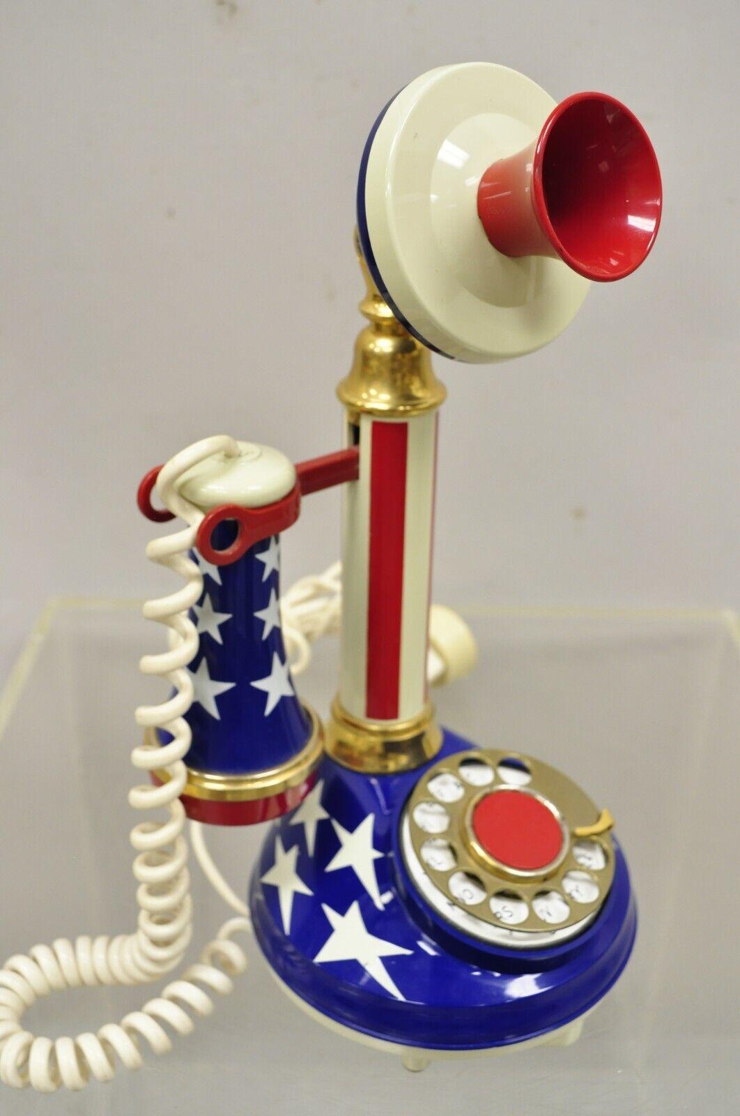 Vintage Deco-Tel Rotary Phone Telephone American Flag Patriotic 1970s For Sale 3