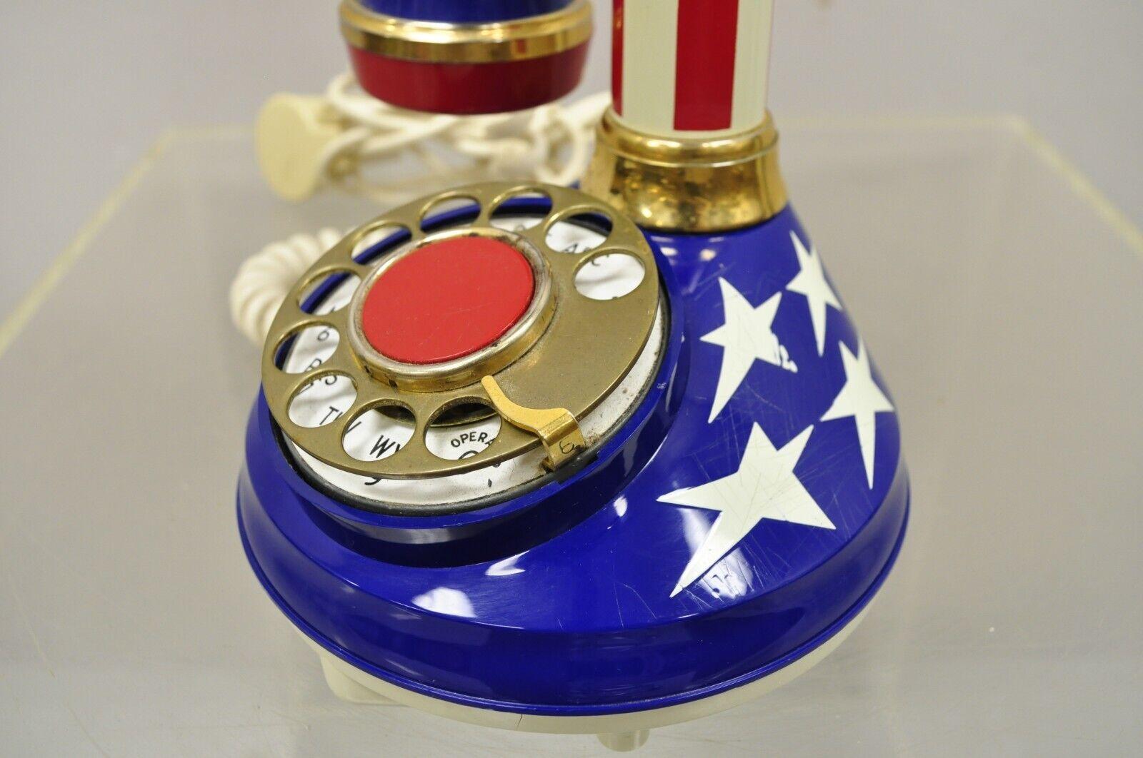 Vintage Deco-Tel Rotary Phone Telephone American Flag Patriotic 1970s In Good Condition For Sale In Philadelphia, PA