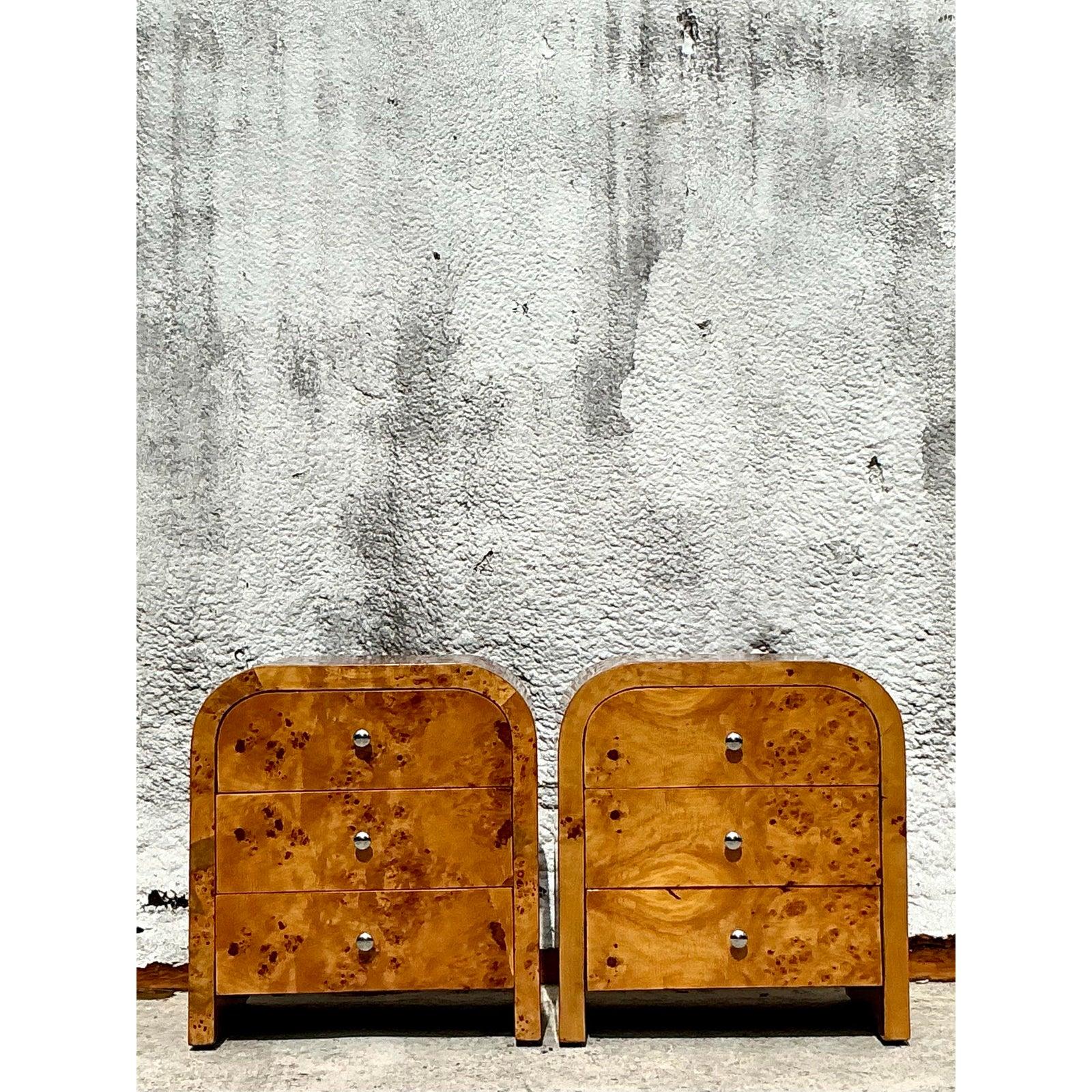 XX secolo Comodini Vintage Deco a cascata in Wood Wood - Coppia di 2 in vendita