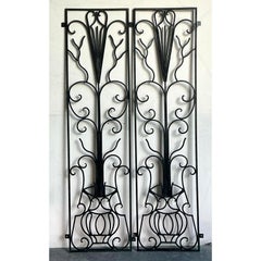 Vintage Deco Wrought Iron Panels - A Pair
