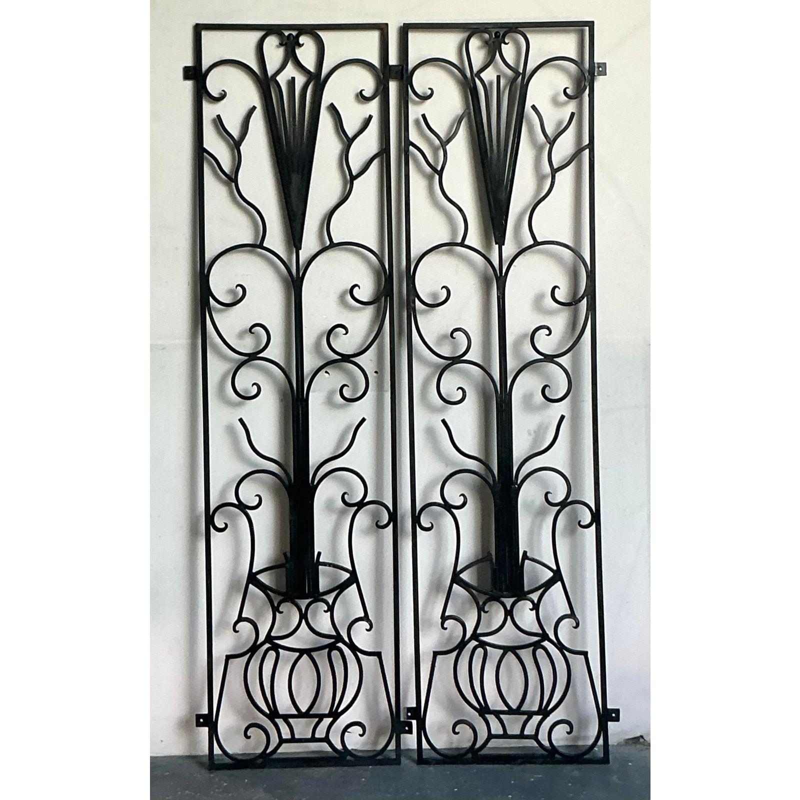 Art Déco Pannelli in ferro battuto Deco d'epoca - Una coppia in vendita