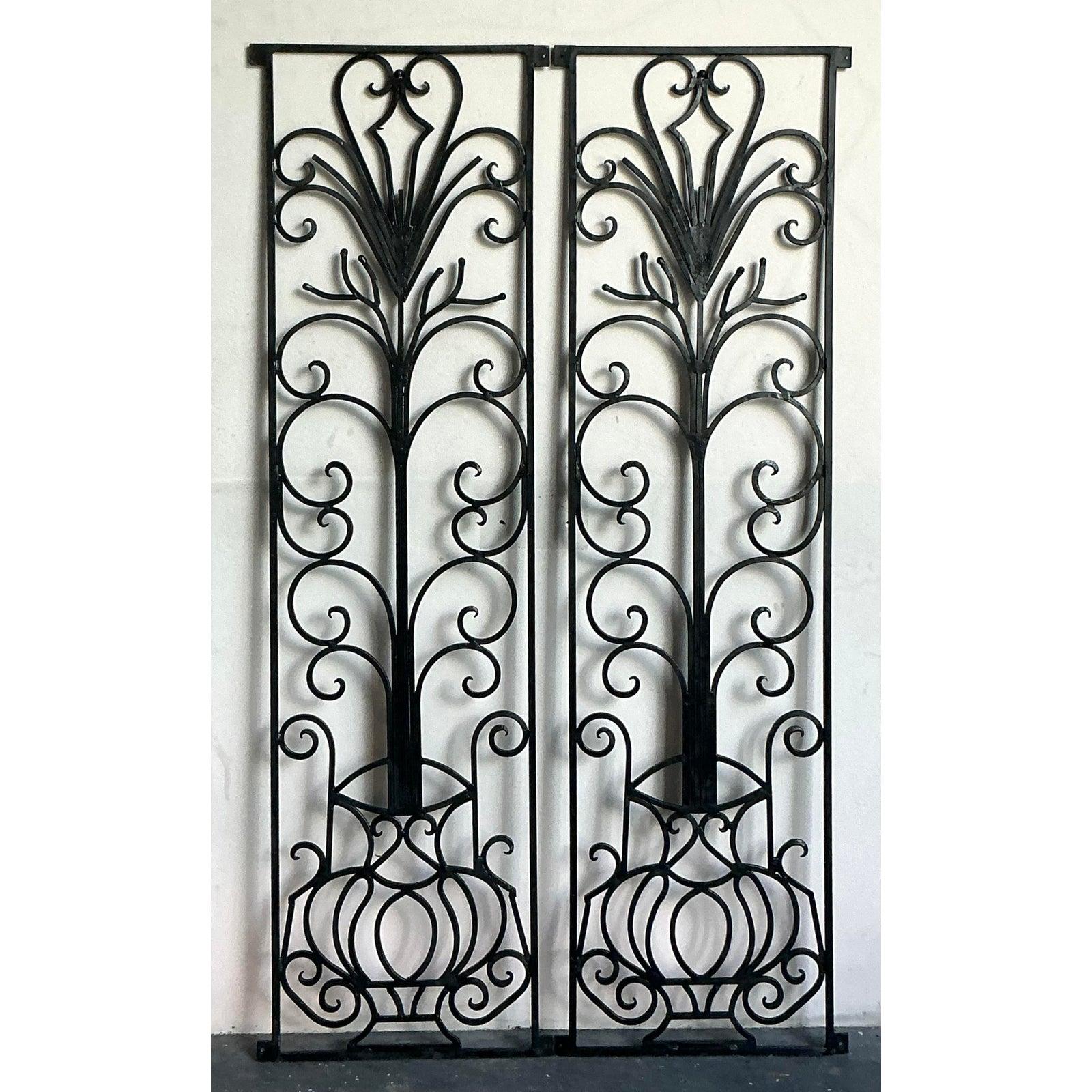 Art Déco Pannelli in ferro battuto Deco d'epoca - una coppia in vendita