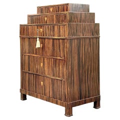 Vintage Deco Zebra Wood Stacked Chest of Drawers