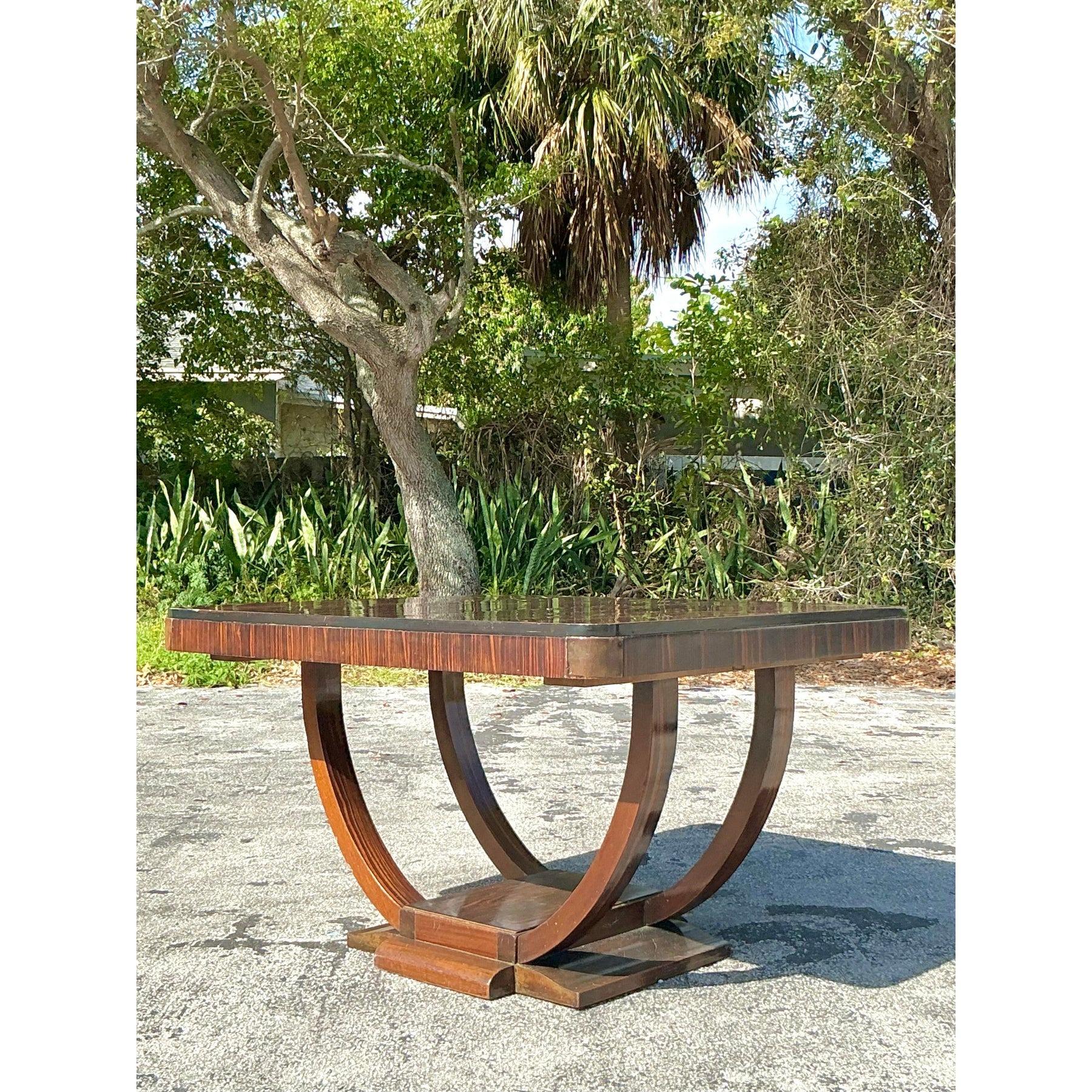 Vintage Deco Zebrawood Center Hall Table en vente 4