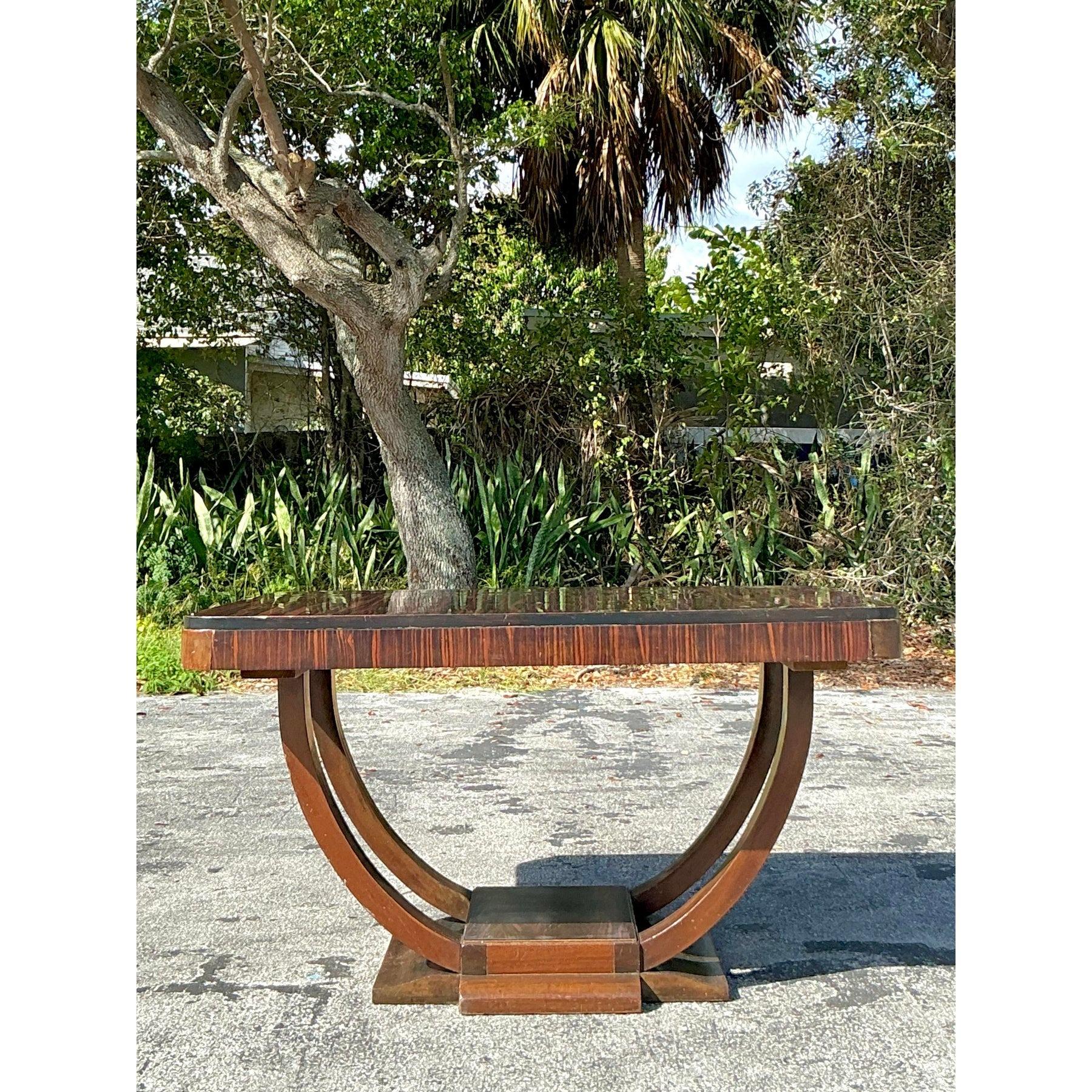 Art déco Vintage Deco Zebrawood Center Hall Table en vente