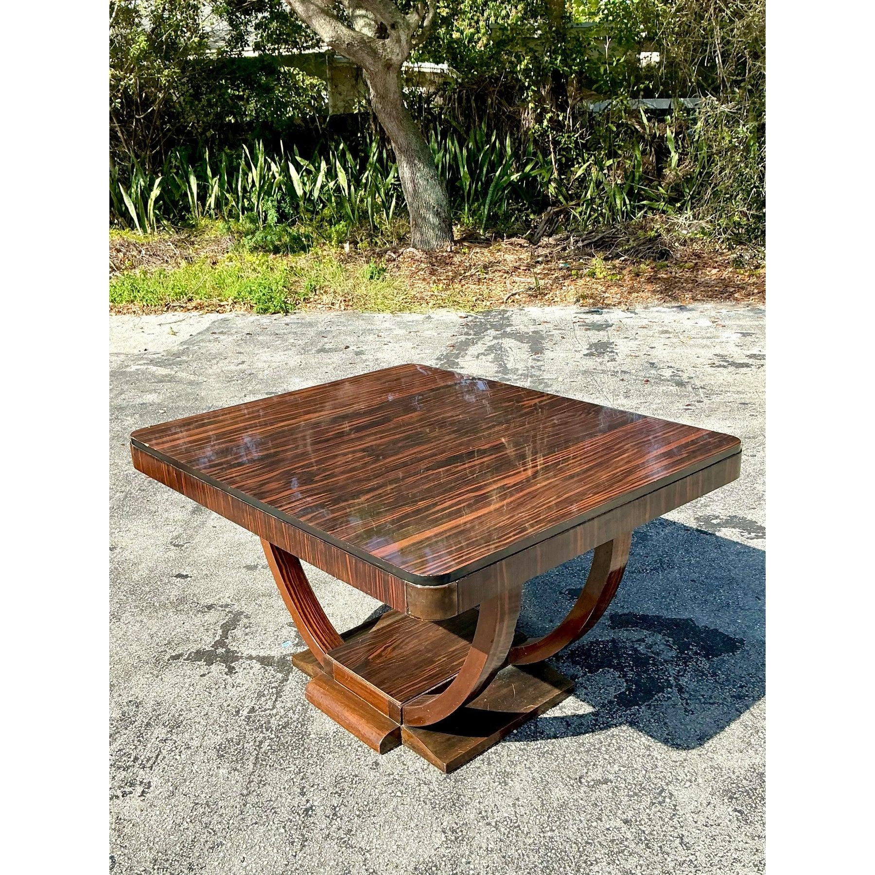 Américain Vintage Deco Zebrawood Center Hall Table en vente