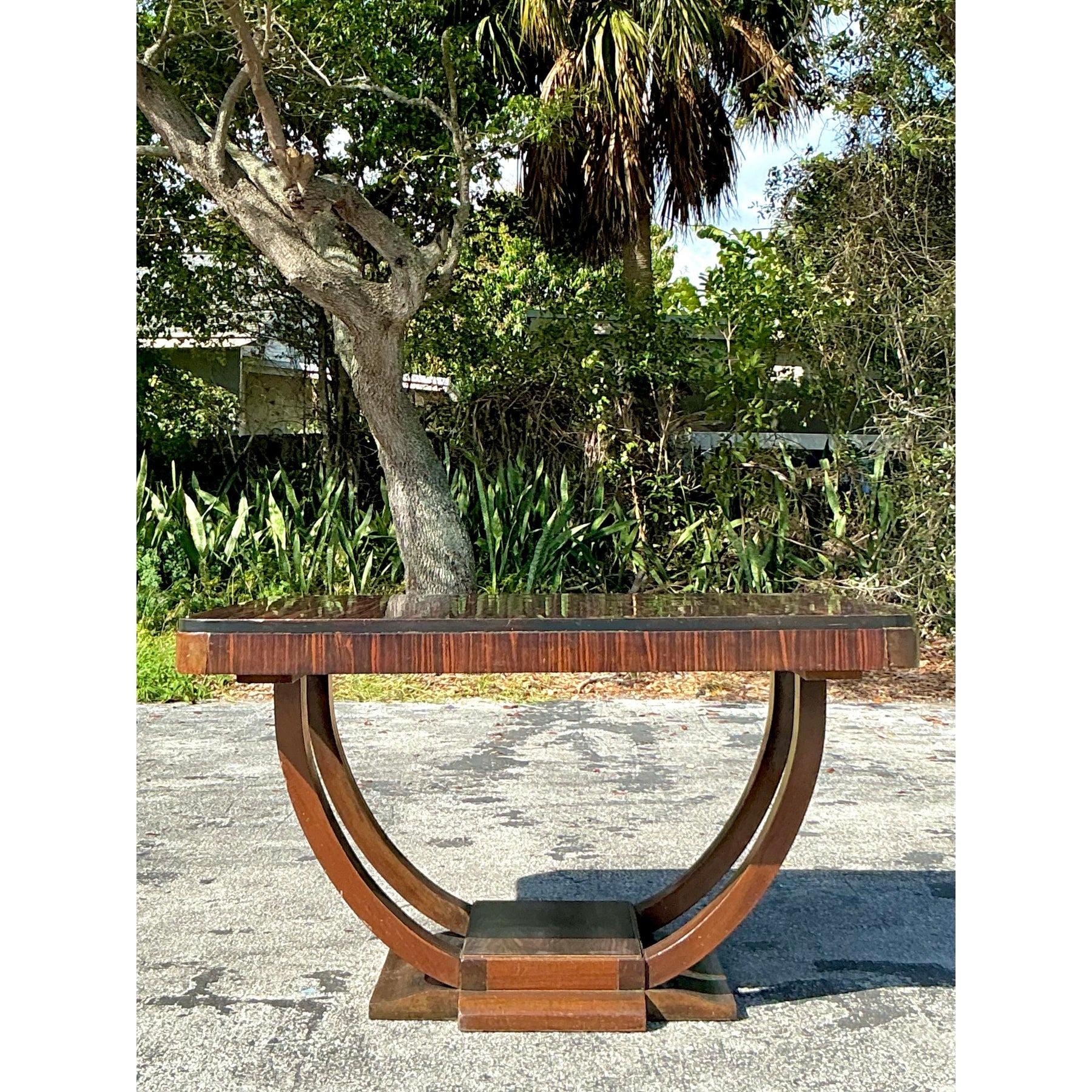 Vintage Deco Zebrawood Center Hall Table en vente 2