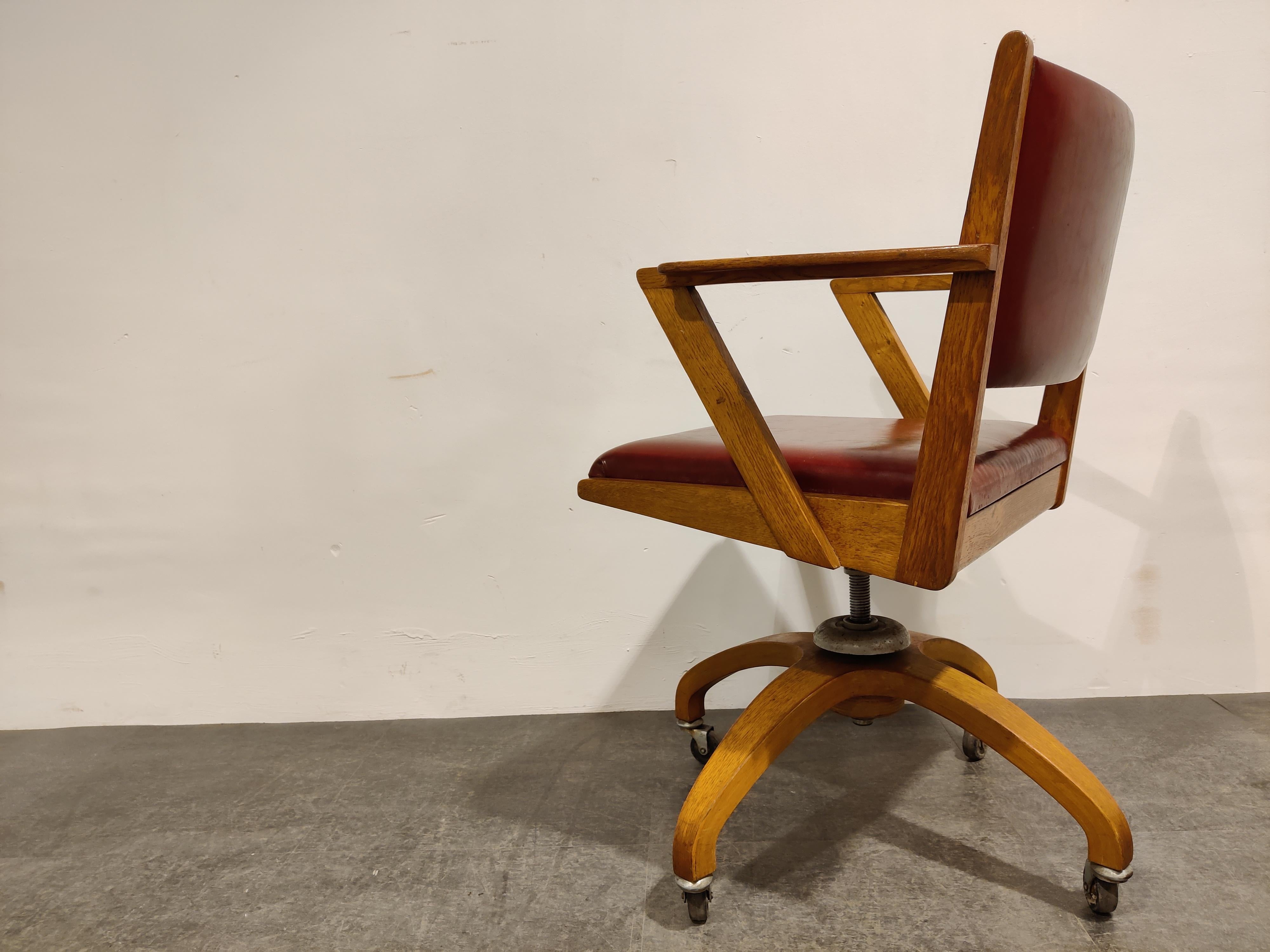 Faux Leather Vintage Decoene Reclining Desk Chair, 1950s