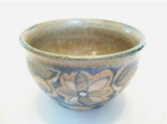 Dekorierte und glasierte Studio-Keramikschale im Vintage-Stil – signiert – Ende des 20. Jahrhunderts