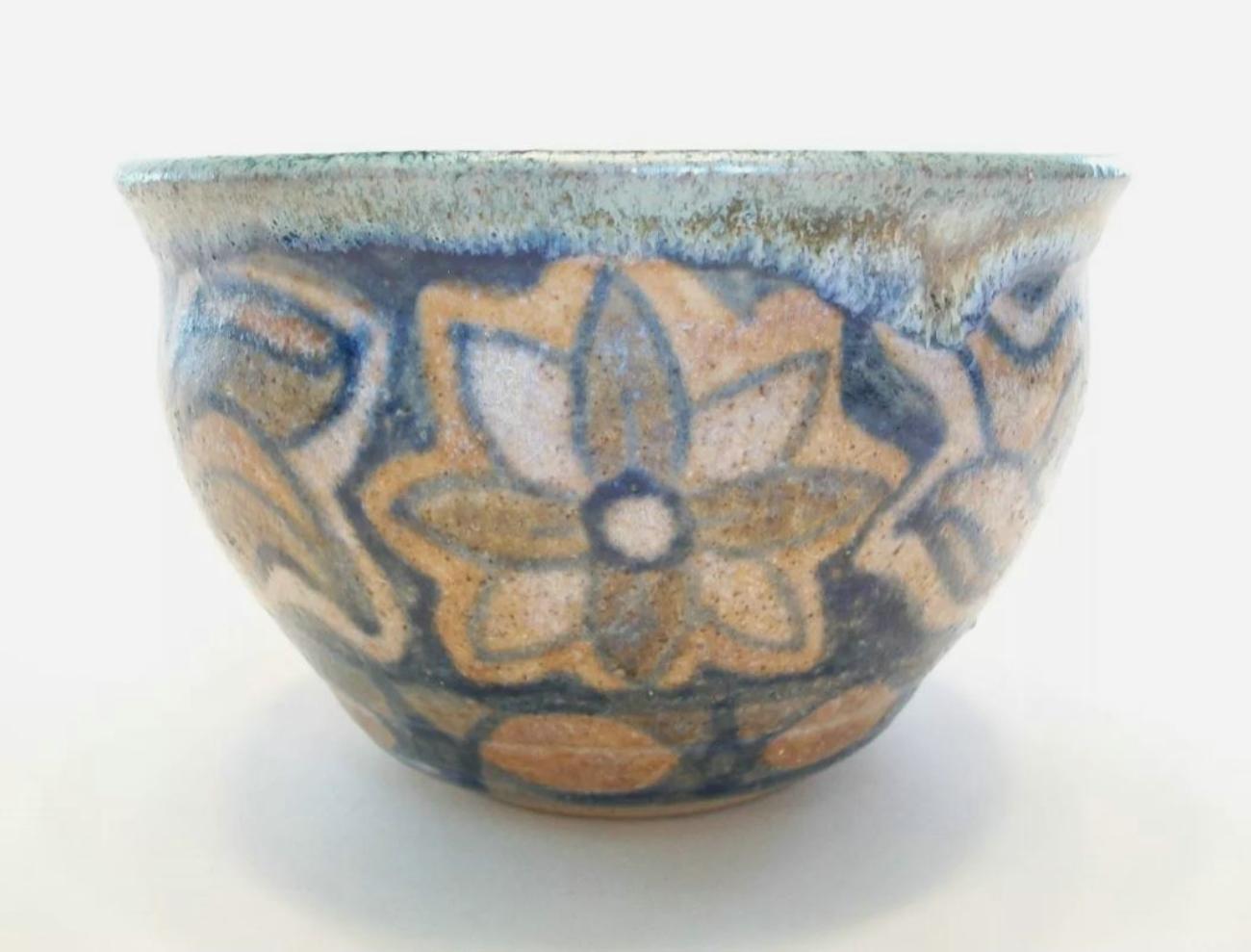 Ceramica Ciotola d'epoca in Studio Pottery decorata e smaltata - Firmata - Fine XX secolo in vendita