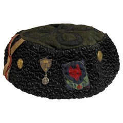Vintage Decorated Military Hat Papakha Beanie J Legros Chapelier Liege Belgium
