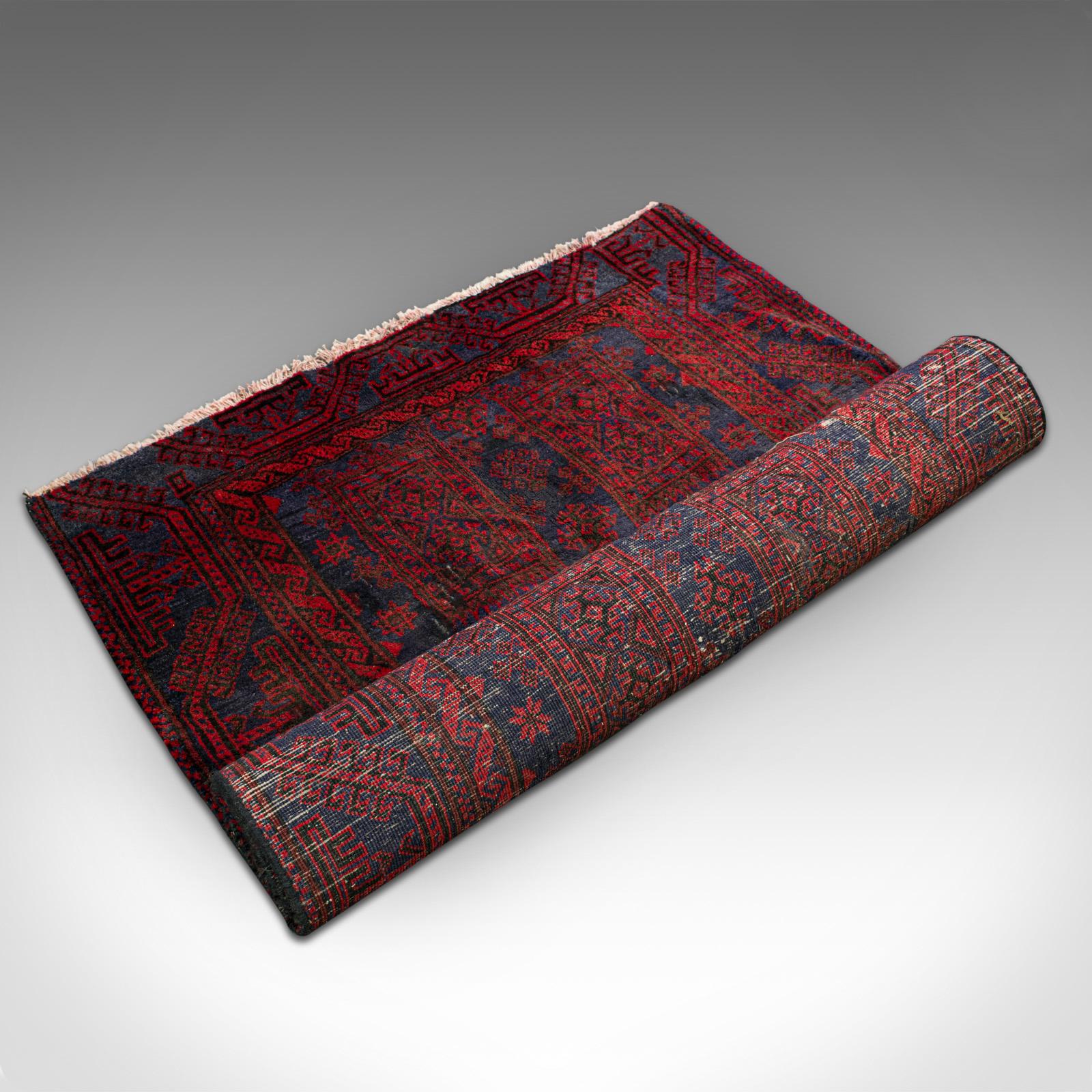 Vintage Decorative Baluchi Rug, Middle Eastern, Hall, Lounge Carpet, circa 1930 For Sale 6