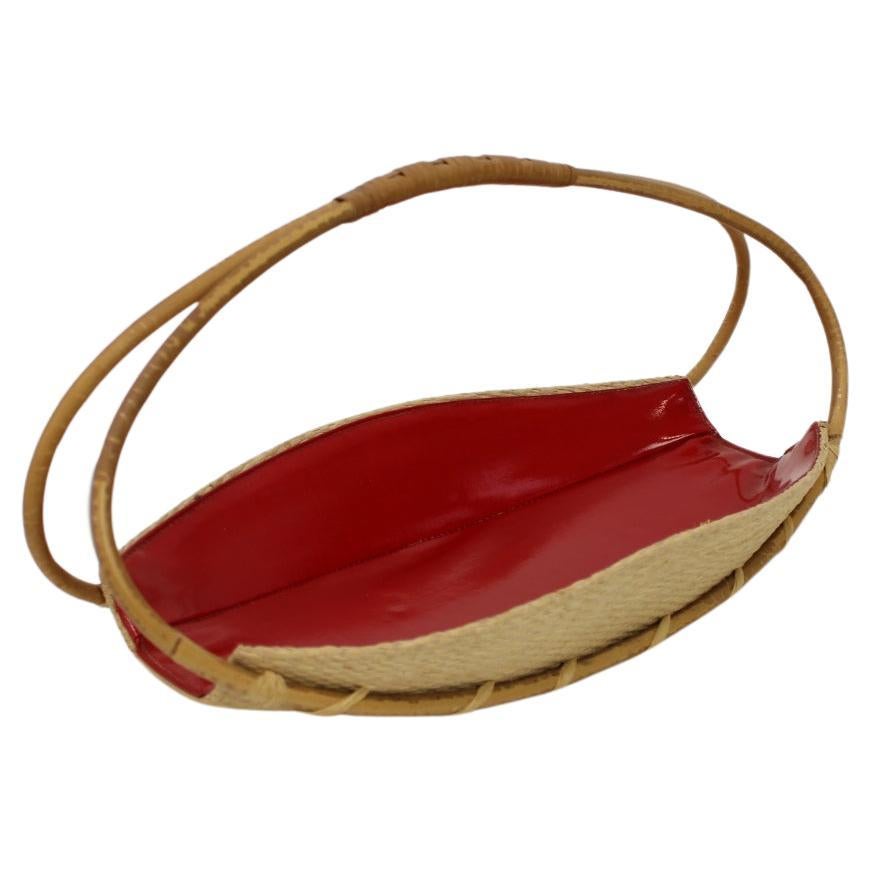 Panier décoratif vintage, années 1950, Tchécoslovaquie