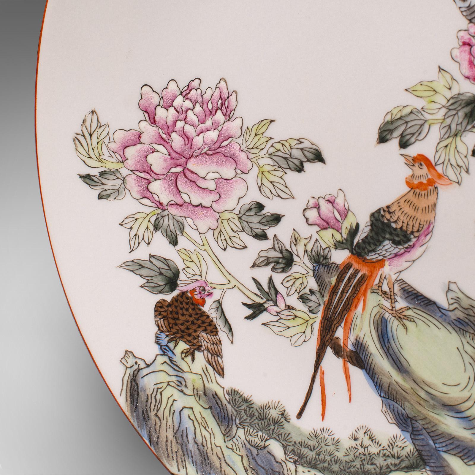 Vintage Decorative Bird Plate, Chinese, Display Dish, Golden Pheasant, Art Deco For Sale 2