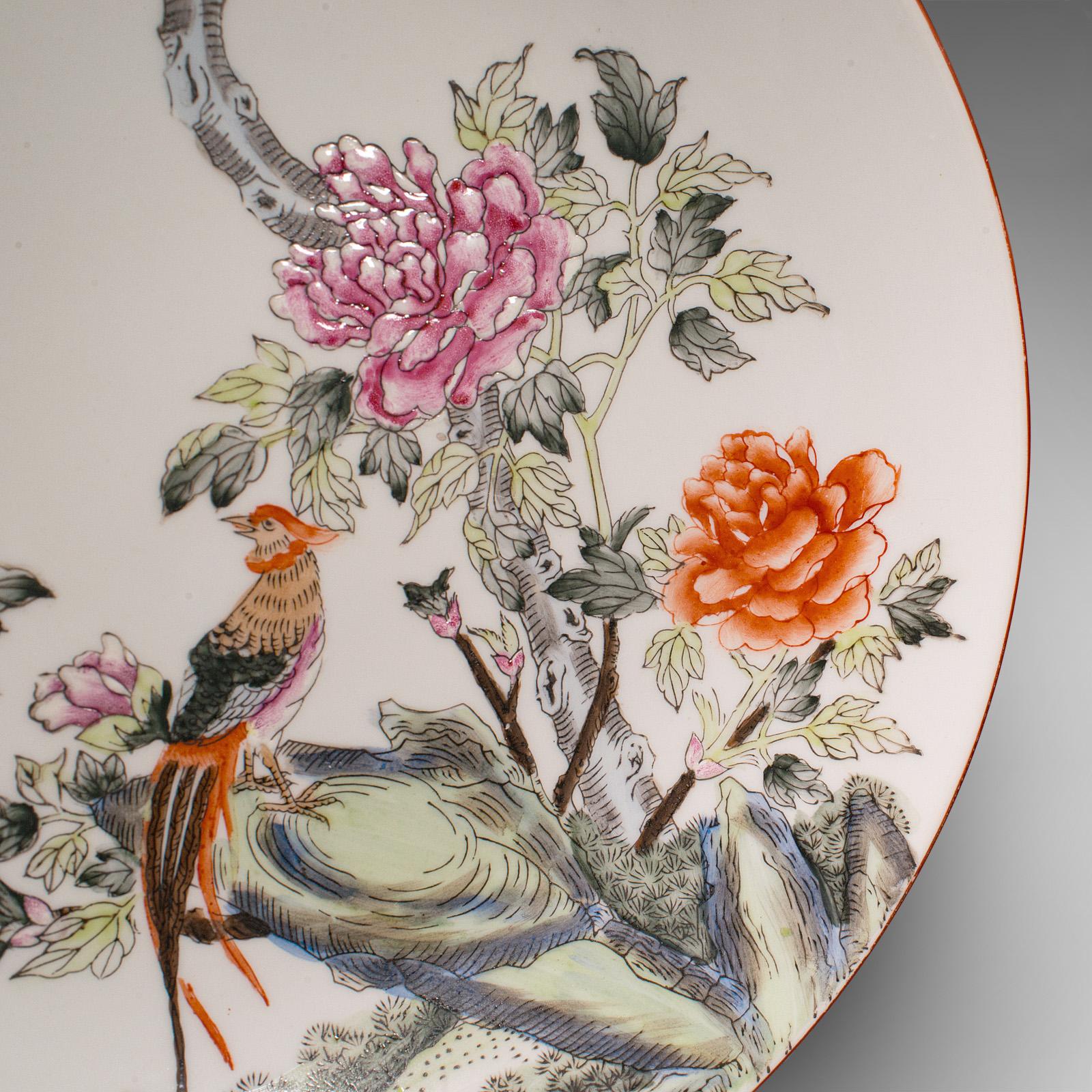Vintage Decorative Bird Plate, Chinese, Display Dish, Golden Pheasant, Art Deco For Sale 3