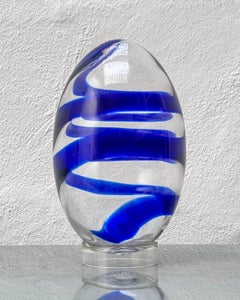 Vintage Decorative Blown Glass Sculpture, Bookshelf Accent, Handmade, Blue