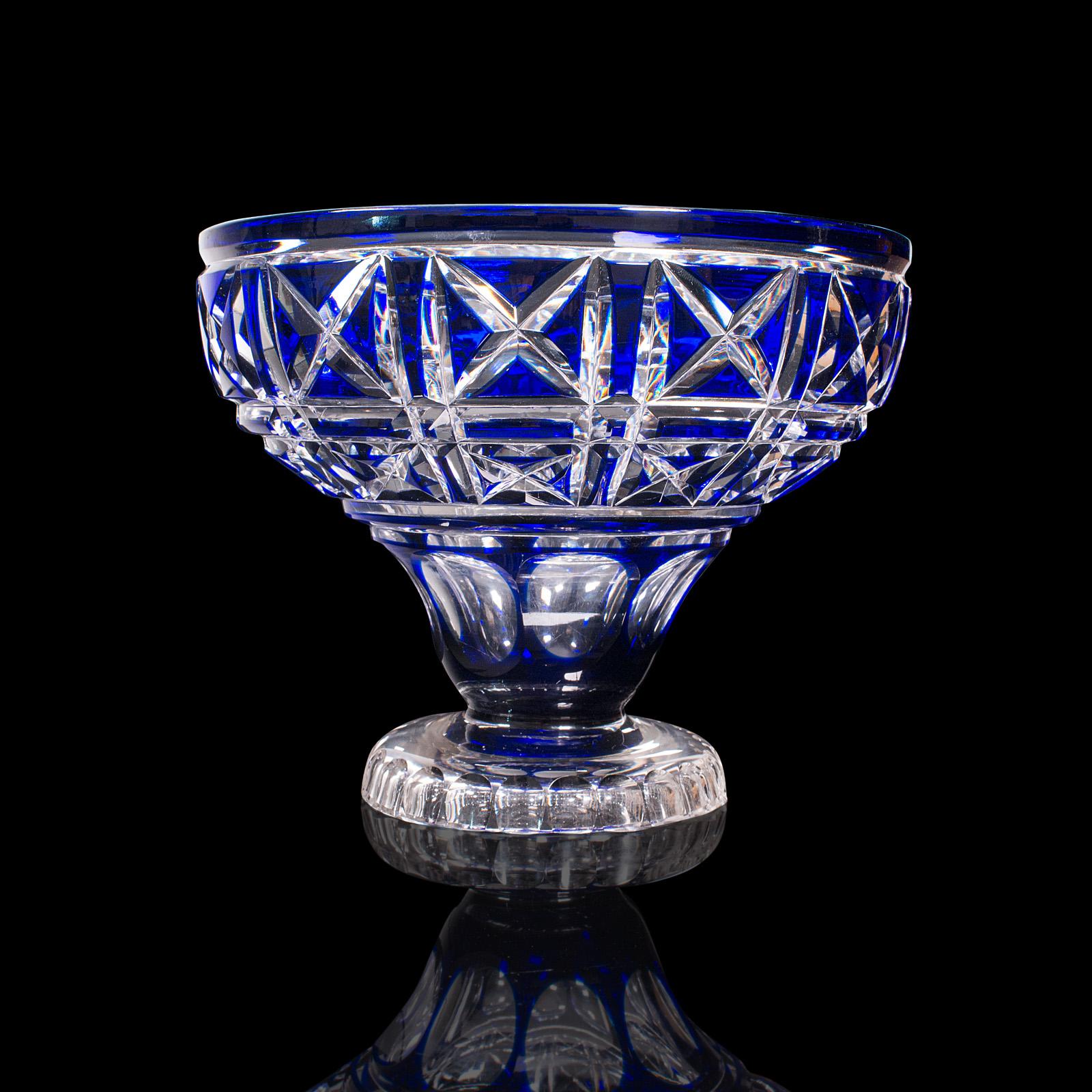 vintage blue glass fruit bowl