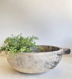 Vintage Decorative Bowl with Faded Black Paint