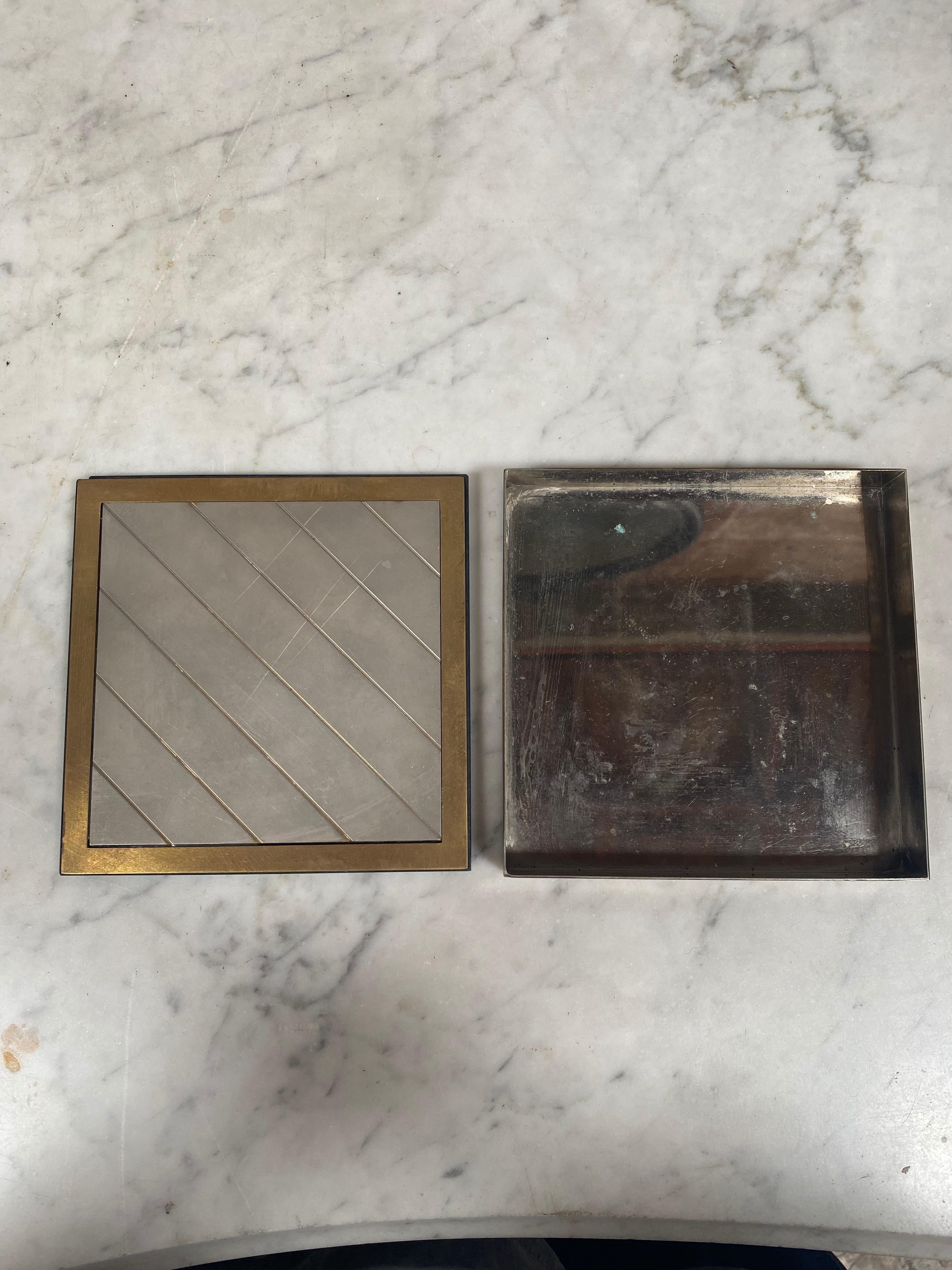 Vintage Decorative Box Silver and Brass, Italy, 1970s In Good Condition In Los Angeles, CA