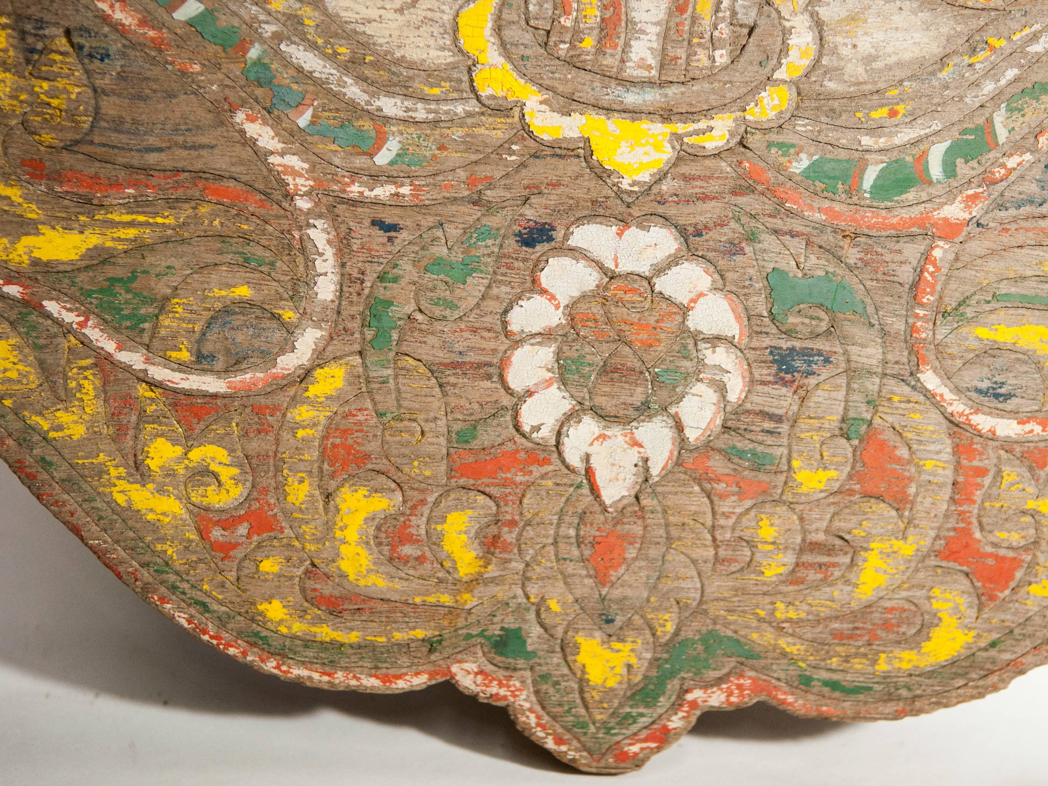 Teak Vintage Decorative Cart Panel, Naga Motif, Mid-20th Century, North Thailand