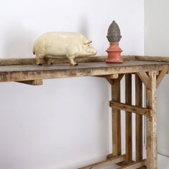 Vintage Decorative cast iron pine cone on wooden base